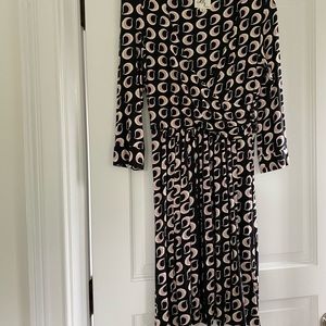 Milly black print jersey dress. 3/4 sleeve.